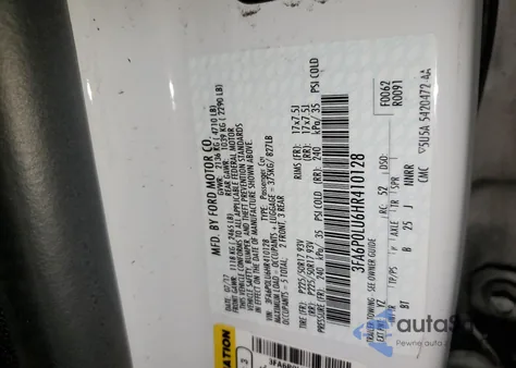 2017 Ford Fusion Se Hybrid z USA, uszkodzony, nr VIN 3FA6P0LU6HR410128